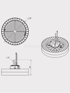 Размеры светильника Wheel 101-170-740-C120